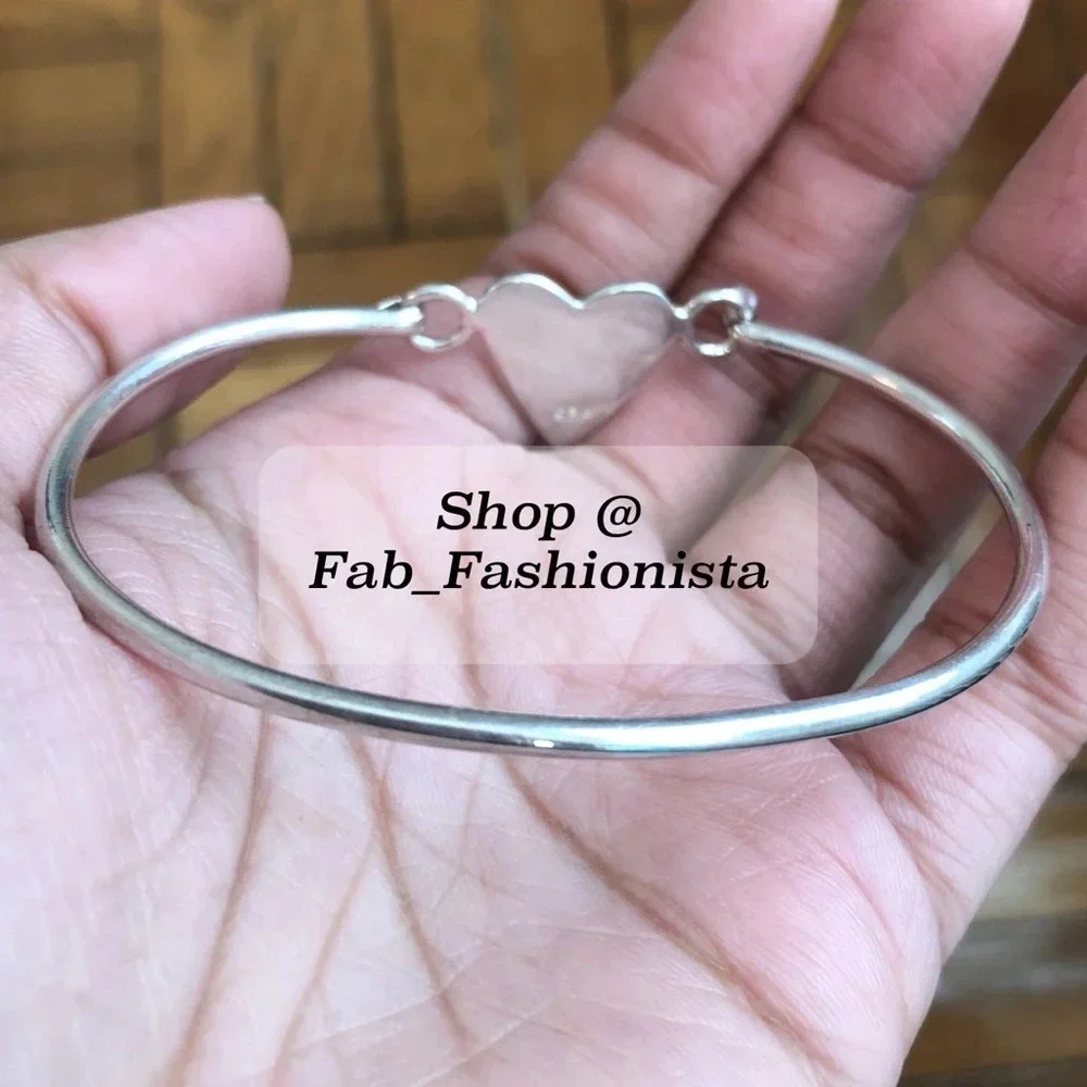 Sterling Silver Heart Bangle Bracelet